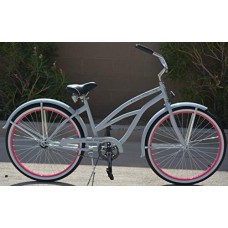 Colby Cruisers Tiara 26" Beach Cruiser Bicycle (Grey/Pink) - B07G7HWSFL